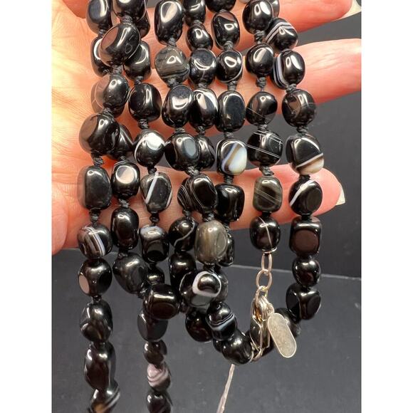 NEW Botswana agate 44 inch necklace with sterling silver clasp - Picture 6 of 12